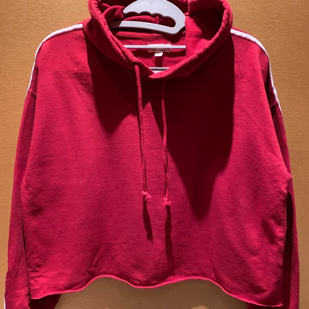 Red Cropped Sweater w/white stripes